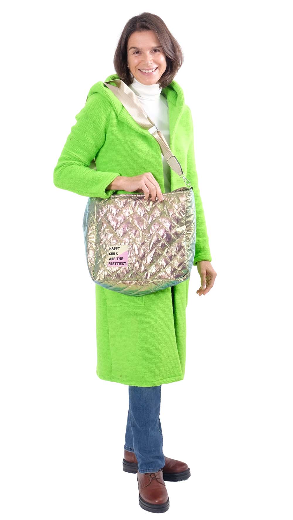 Stepper – Steppstoff, Mantelstoff, folienbeschichtet Gold – Bild 3