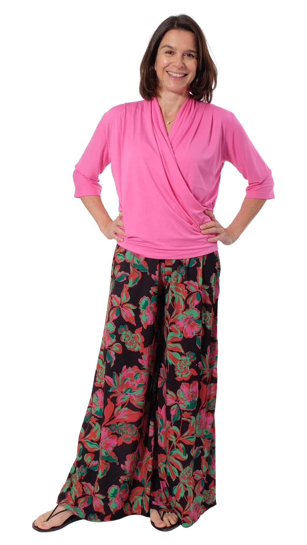 Slinky, Mischgewebe, Blumenmusterung Rosa Rot Senf – Bild 9