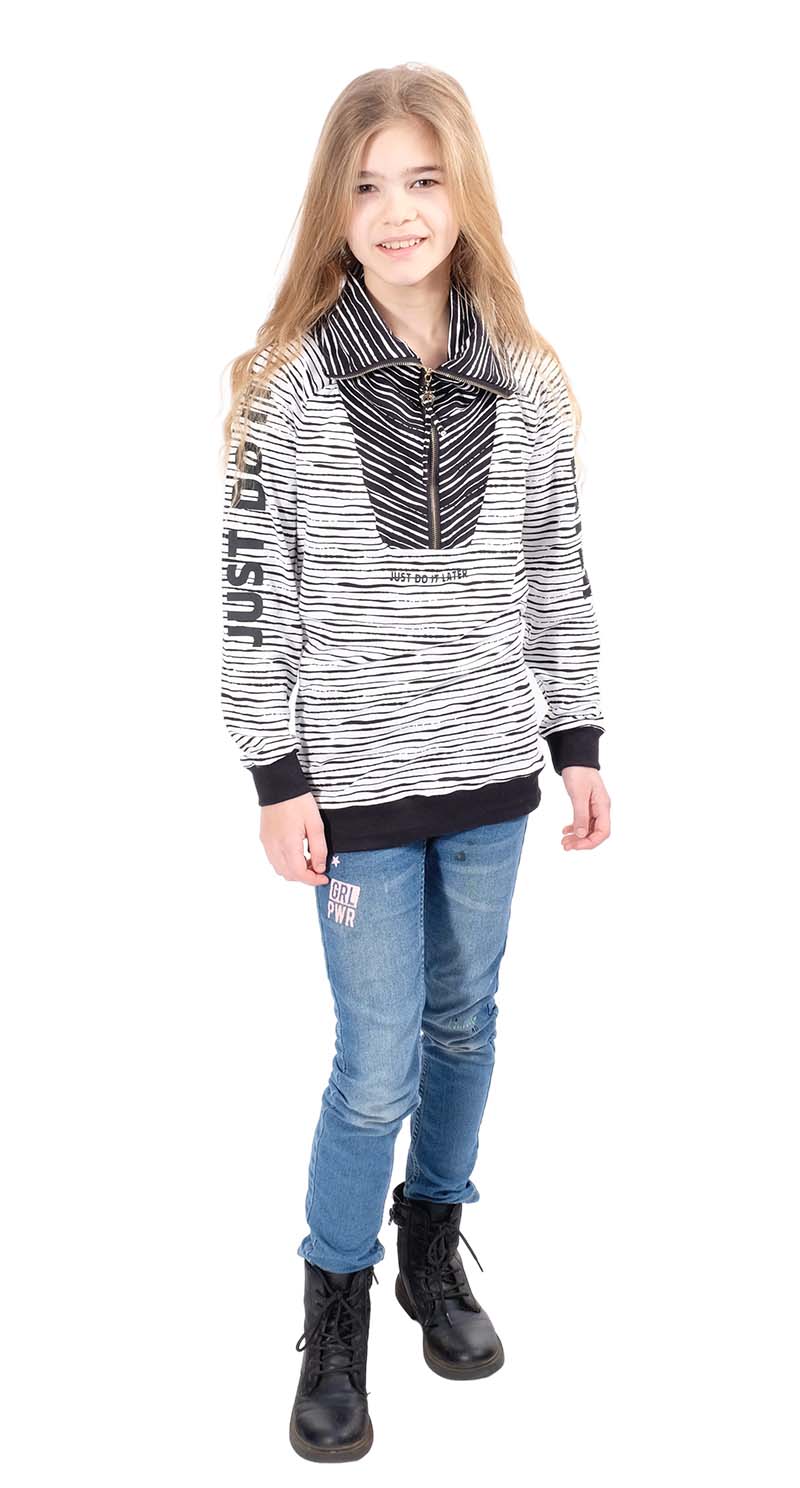 Jersey, unregelmäßige Streifen in Mauve / Weiß – Bild 3