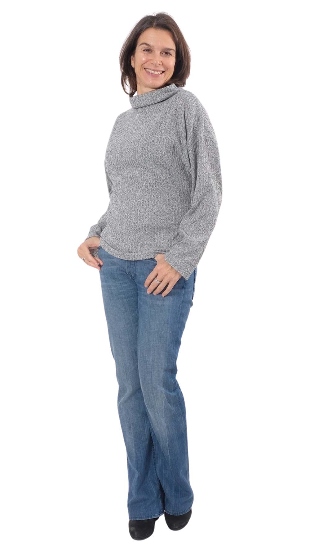 Jersey, weicher Rippenjersey, Grau Melange – Bild 4