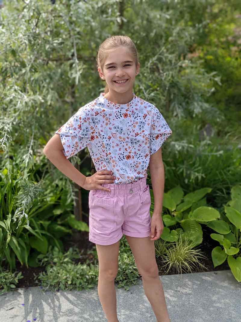 Bio Jersey, Minimal Print, kleine bunte Blumen auf Weiß – Streublumen – Bild 3