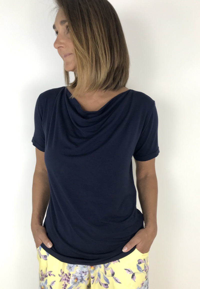 PAPIERSCHNITTMUSTER, Wasserfallkragen Shirt “KAT”, Gr. 158 bis Damengr. 46 – Bild 7