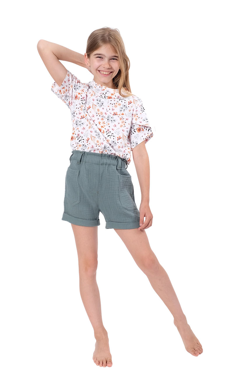 Bio Jersey, Minimal Print, kleine bunte Blumen auf Weiß – Streublumen – Bild 6