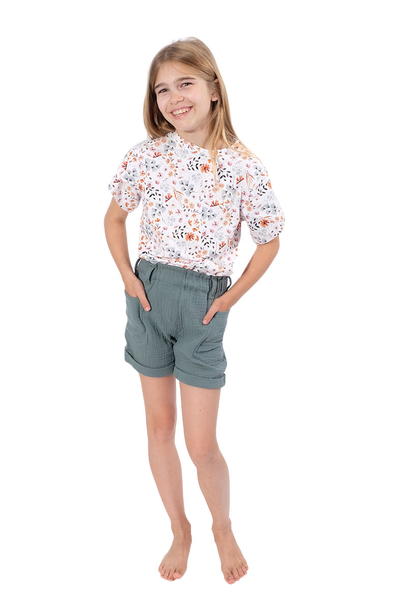 Bio Jersey, Minimal Print, kleine bunte Blumen auf Weiß – Streublumen – Bild 5