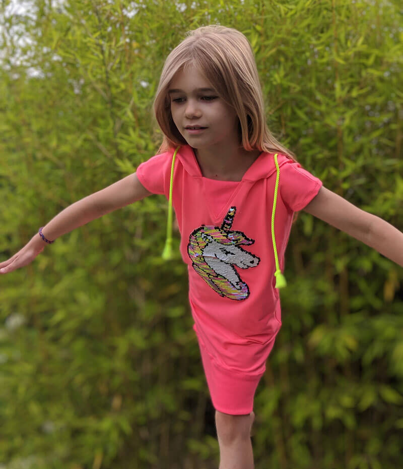 Bündchenware, rundgestrickte Schlauchware, unifarben Neon-Pink – Bild 5