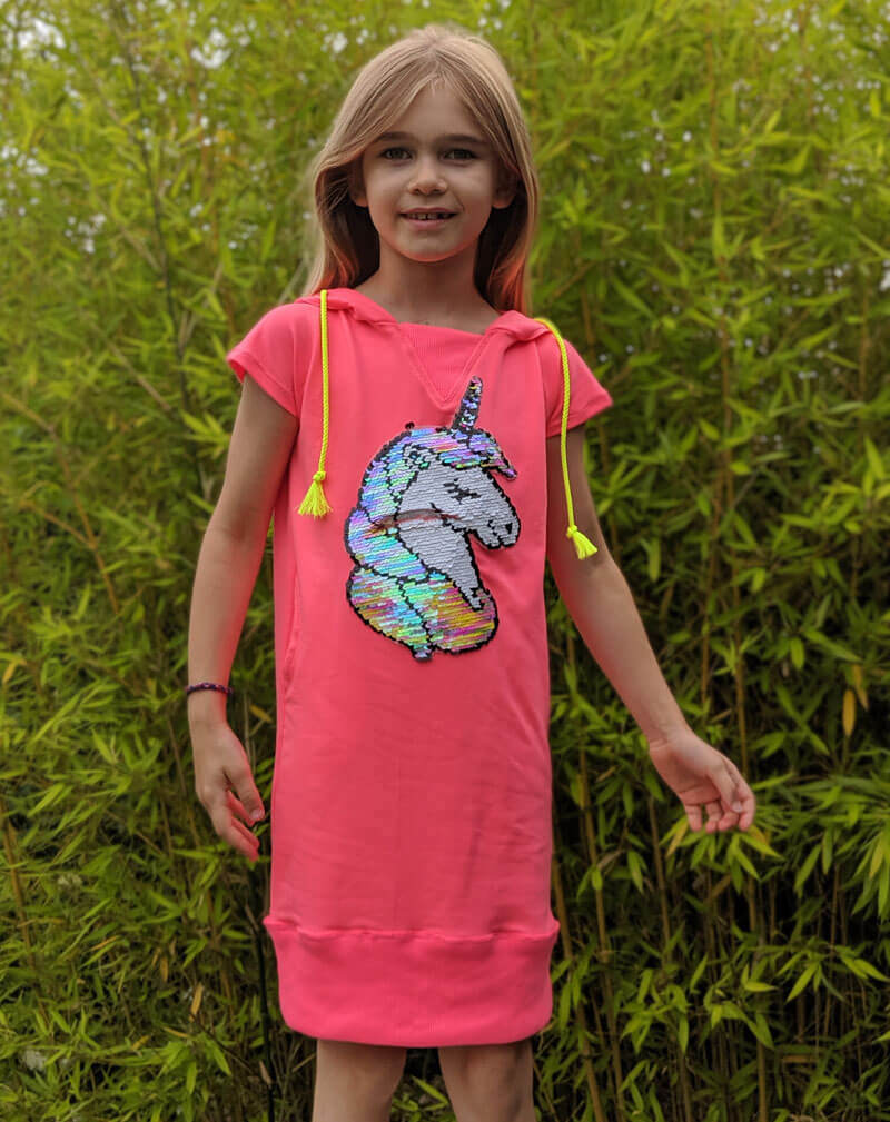 Bündchenware, rundgestrickte Schlauchware, unifarben Neon-Pink – Bild 4