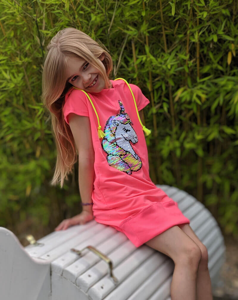 Bündchenware, rundgestrickte Schlauchware, unifarben Neon-Pink – Bild 7