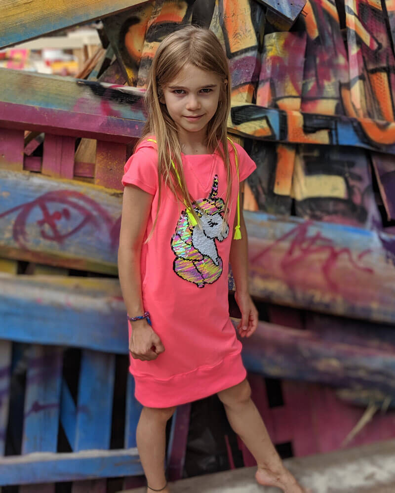 Bündchenware, rundgestrickte Schlauchware, unifarben Neon-Pink – Bild 6