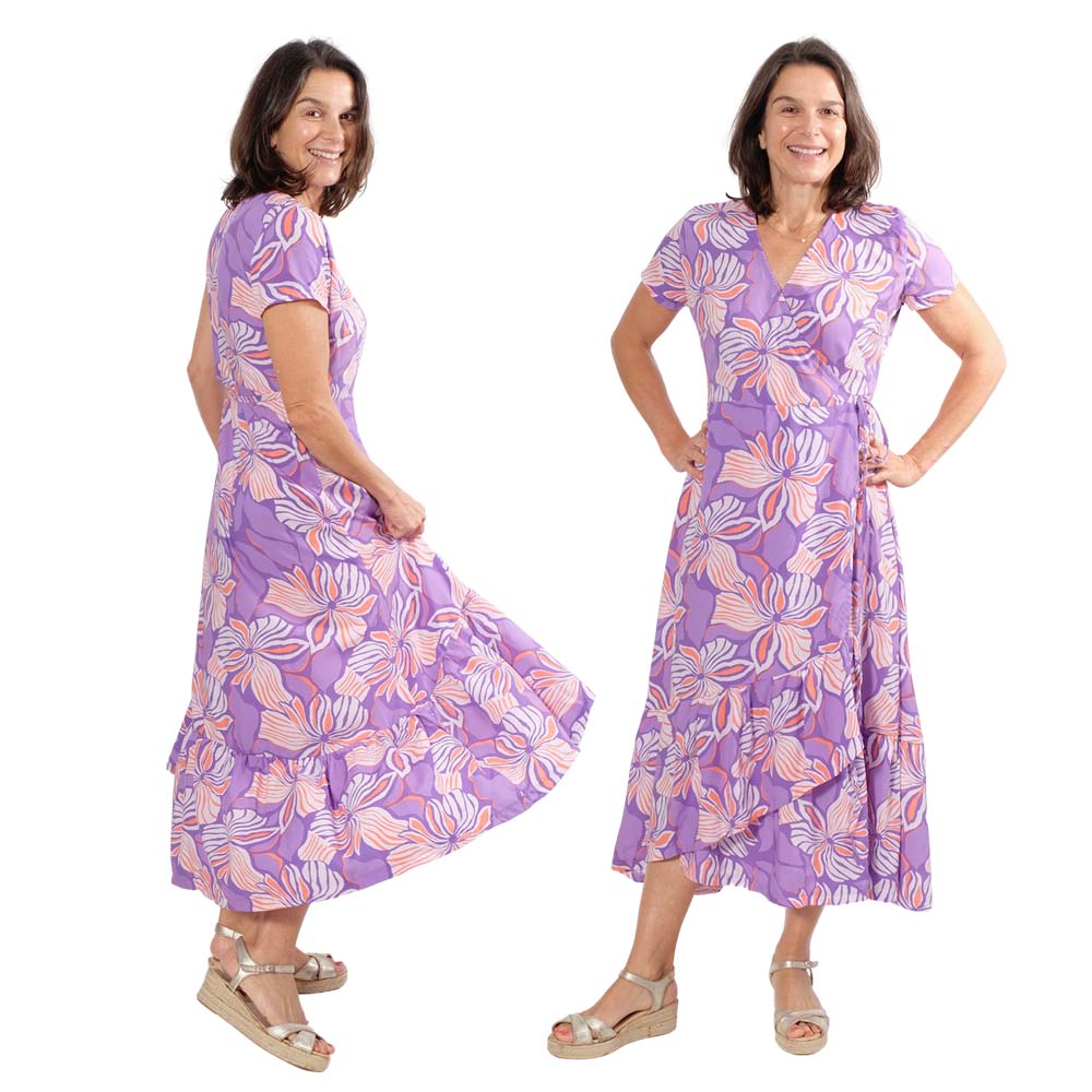 Viskose Stoff – grafische Musterung Rosa / Mandarine – Bild 5