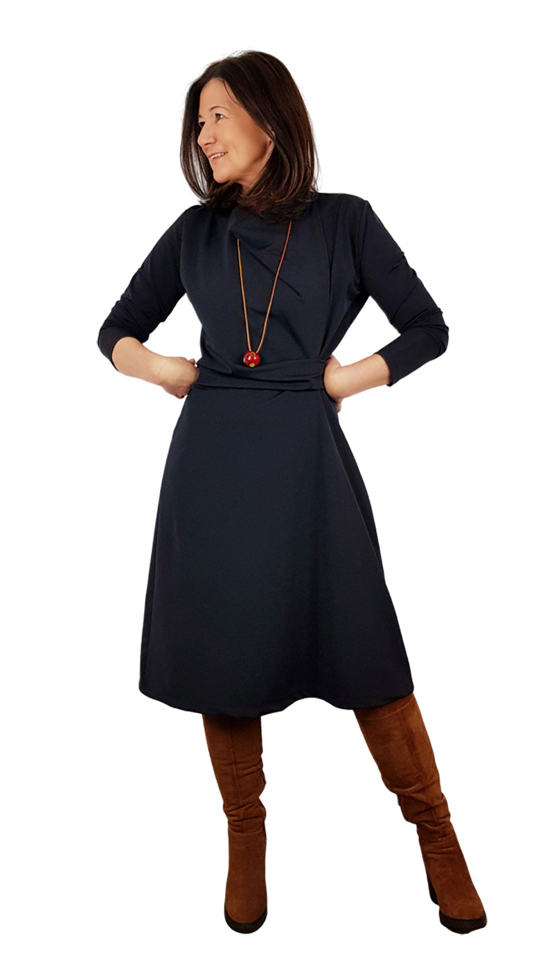 PAPIERSCHNITTMUSTER, Kleid mit Wasserfallkragen “Jessica”, Gr. 158 – Damengr. 46 – Bild 6