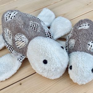 Stoffpaket Schildkröte Romea / Stoff für 2 Kuscheltiere – Natur / Braun mit Schlangenleder