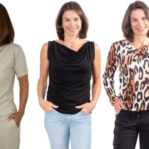 PAPIERSCHNITTMUSTER, Wasserfallkragen Shirt “KAT”, Gr. 158 bis Damengr. 46