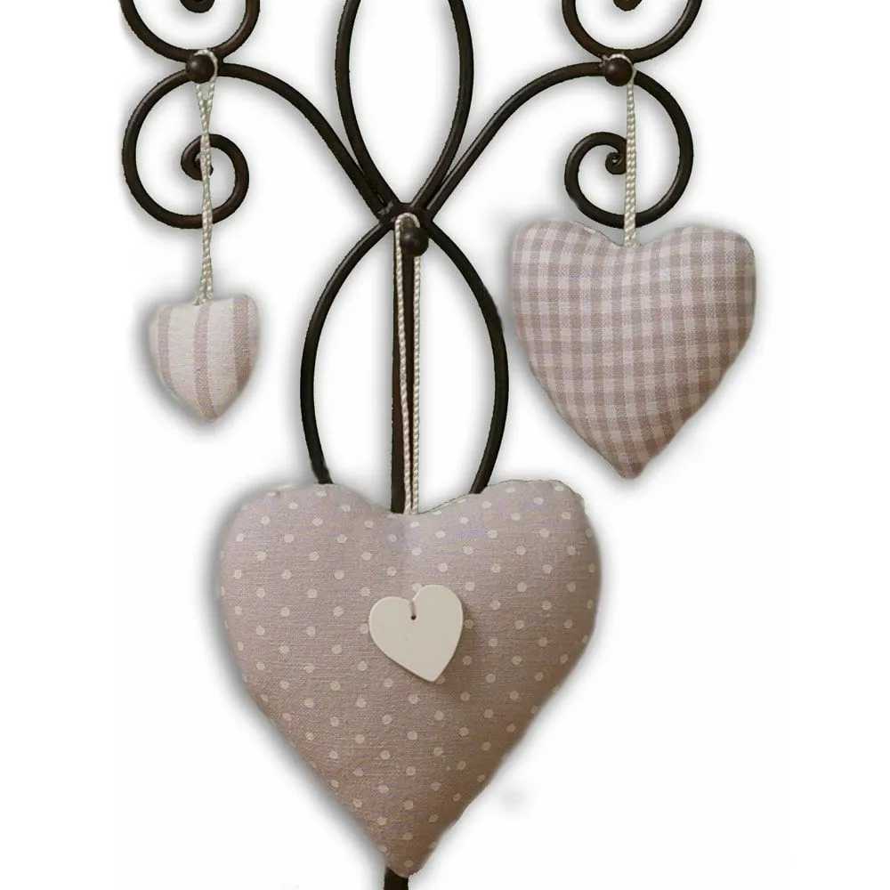 Stoff Herzen Dekohänger Aufhänger Landhaus Premium LINA 3er Set sort 3 Größen 3 Farben – Bild 3