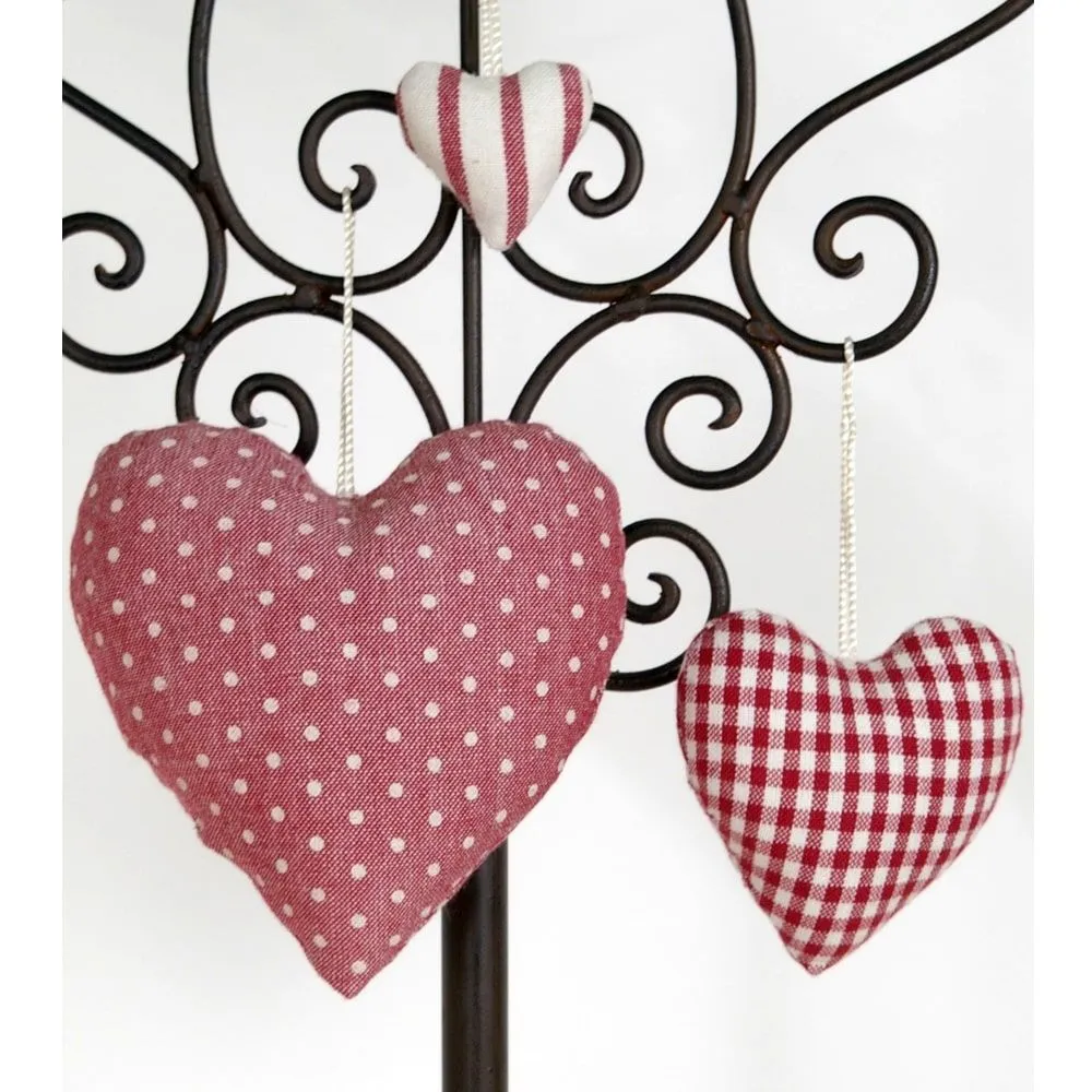 Stoff Herzen Dekohänger Aufhänger Landhaus Premium LINA 3er Set sort 3 Größen 3 Farben – Bild 4
