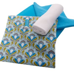 Jersey, Blumen Blau / Grün, Stoffpaket 3 x 75 cm / 2 x 50 cm – 250 cm Stoff