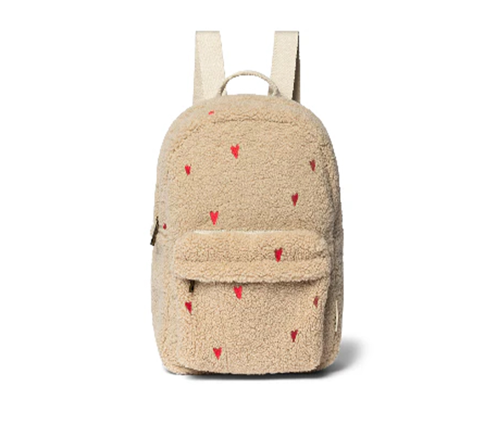 Studio Noos – Rucksack Midi „TEDDY HEARTS“ beige LIMITED EDITION