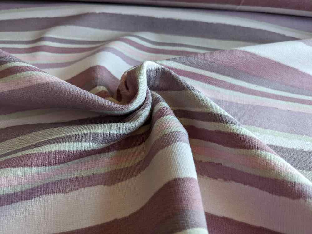 Sommersweat, Streifen Taupe / Altrosa