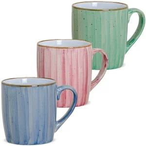 Tasse Becher Kaffeebecher Dekor blau pink grün Keramik 1 Stk B-WARE 9 cm 250 ml