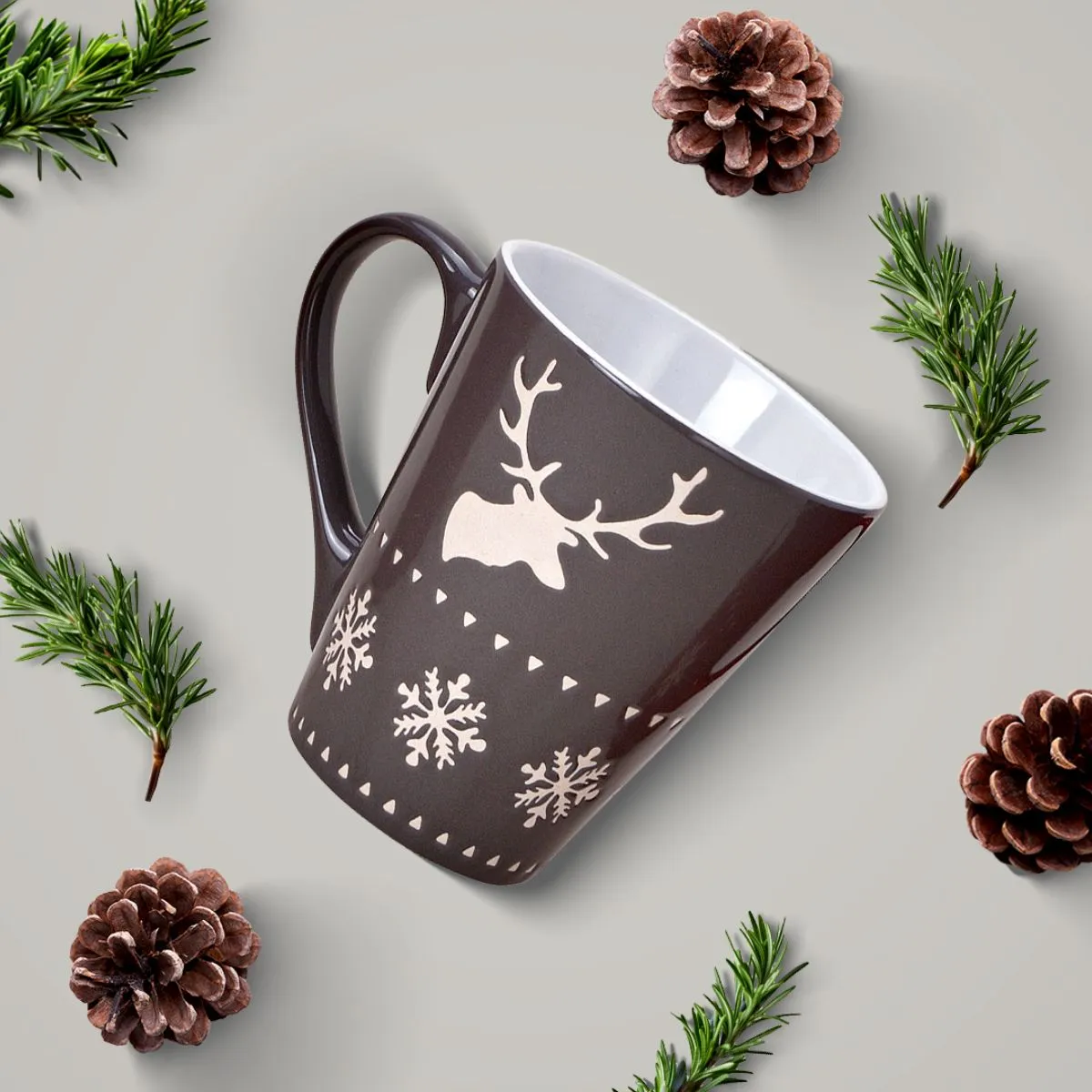 Tassen Kaffeebecher Weihnachten Hirsche rot & grau Steingut 36 Stk. 200 ml – Bild 7