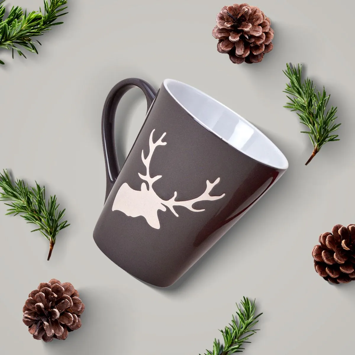 Tassen Kaffeebecher Weihnachten Hirsche rot & grau Steingut 36 Stk. 200 ml – Bild 8