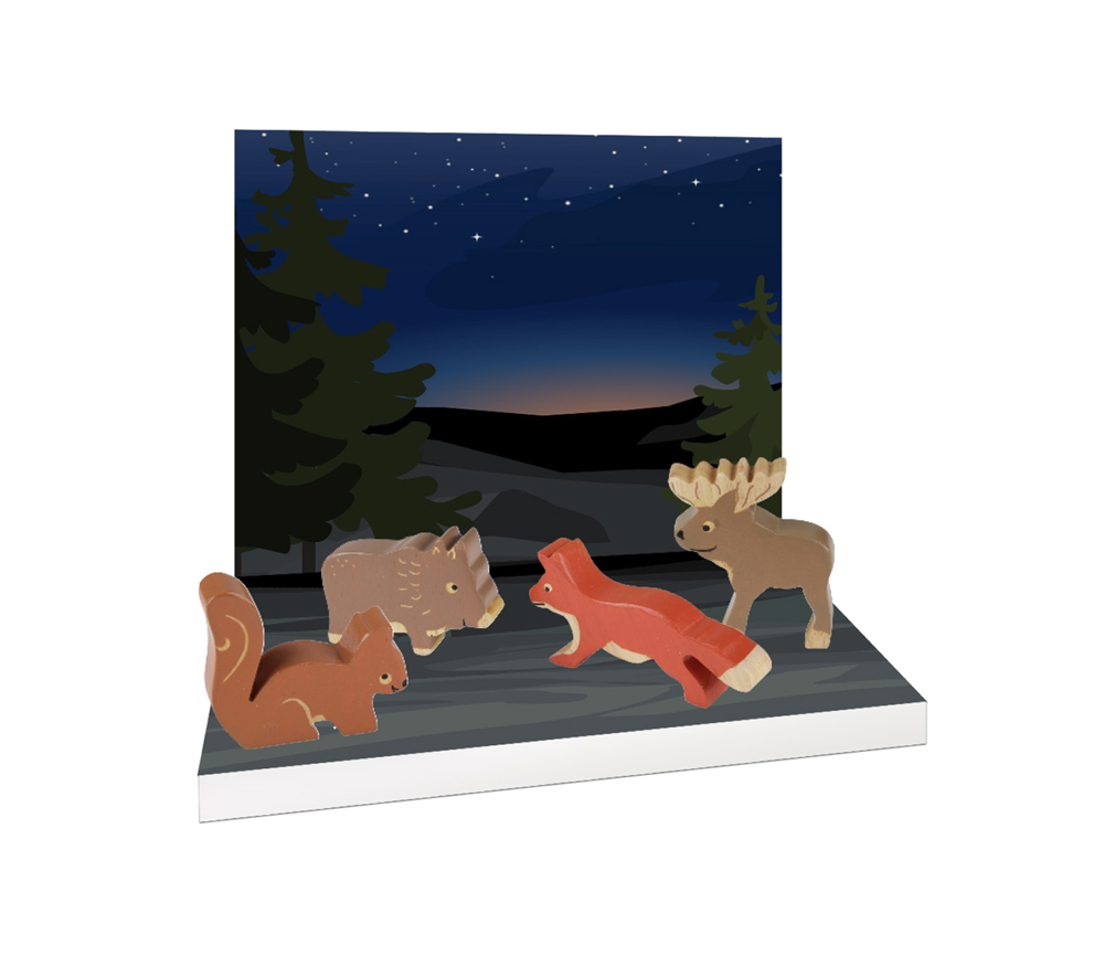 HEVEA – Holztiere Wald Set 4 tlg., Kautschukbaumholz, Fairtrade – Bild 3