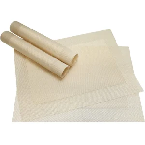 Tischset Platzset BORDA Platzmatten 4 Stk perlmutt silber-weiß gewebt Kunstst. 46×33 cm