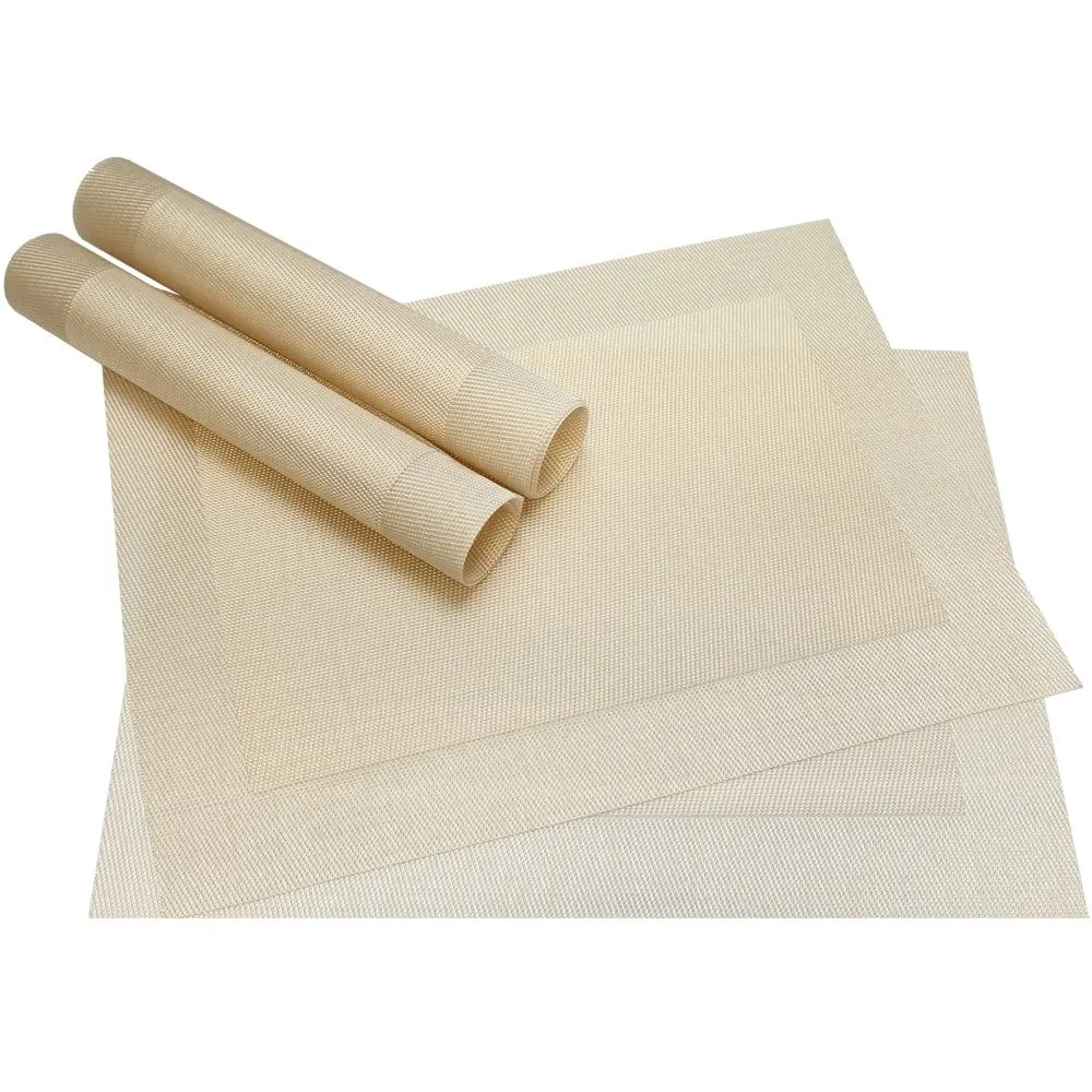 Tischset Platzset BORDA Platzmatten 4 Stk perlmutt silber-weiß gewebt Kunstst. 46×33 cm