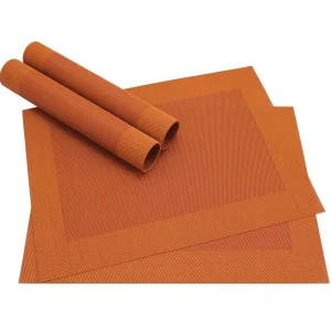 Tischset Platzset BORDA Platzmatten 4er Set orange gewebt aus Kunststoff 46×33 cm
