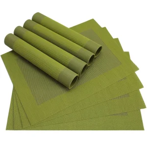 Tischset Platzset BORDA Platzmatten 8er Set grün olivgrün oliv gewebt 46×33 cm