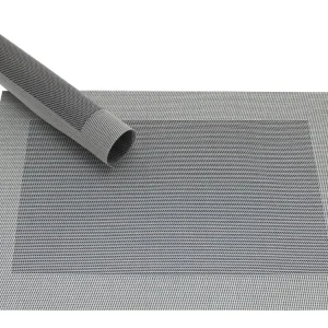 Tischset Platzset BORDA silber / schwarz 1 Stk. Kunststoff gewebt abwaschbar