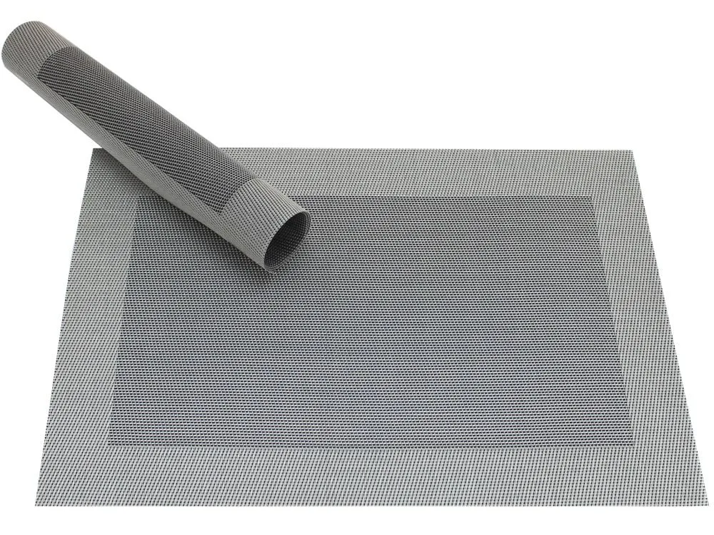 Tischset Platzset BORDA silber / schwarz 1 Stk. Kunststoff gewebt abwaschbar