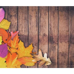 Tischset Textil CLOTH waschbar buntes Herbstlaub Blätter Holzbrett bunt