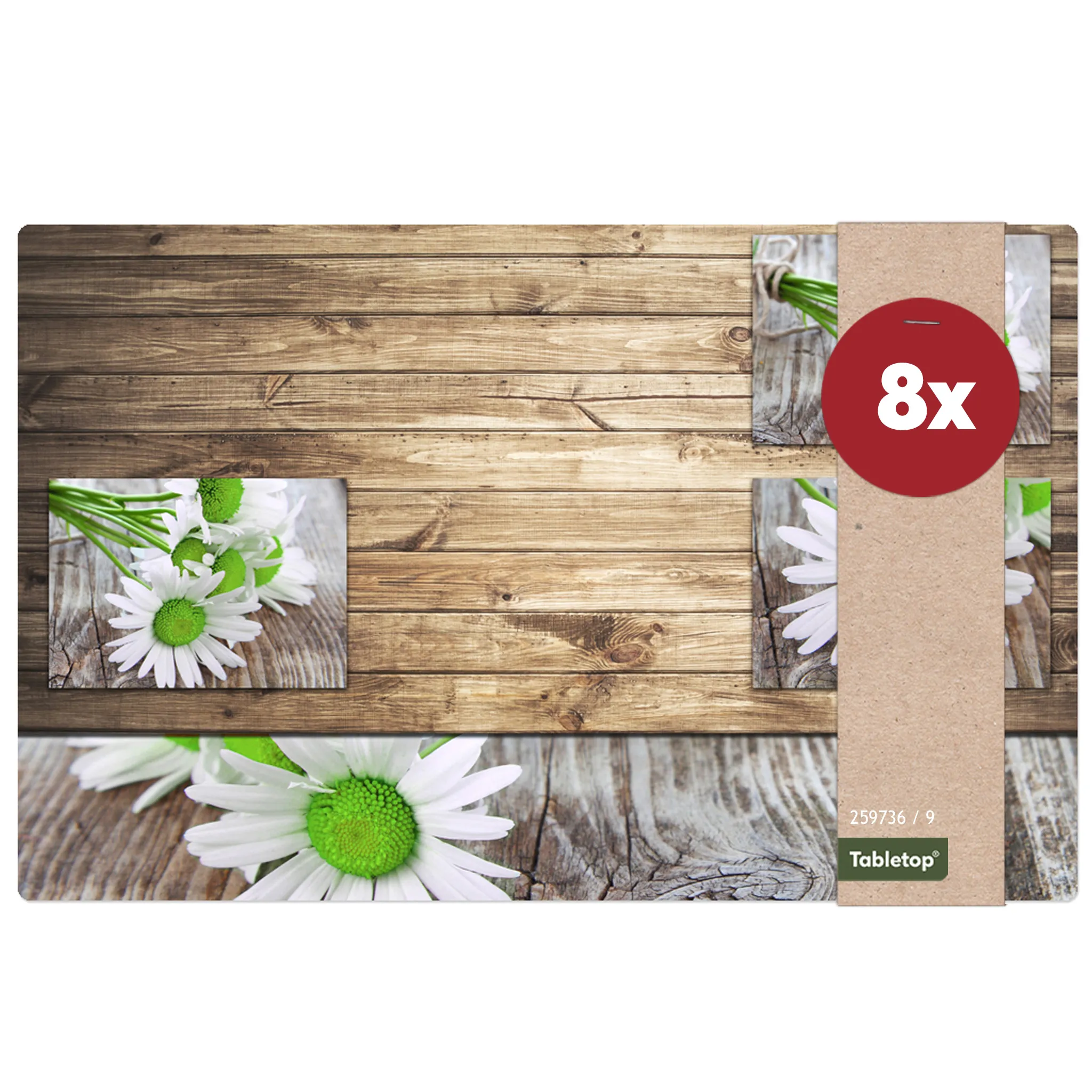 Tischsets Platzsets 8 Stk. Margeriten Margeriten & Holz Kunststoff 43,5×28,5 cm – Bild 2