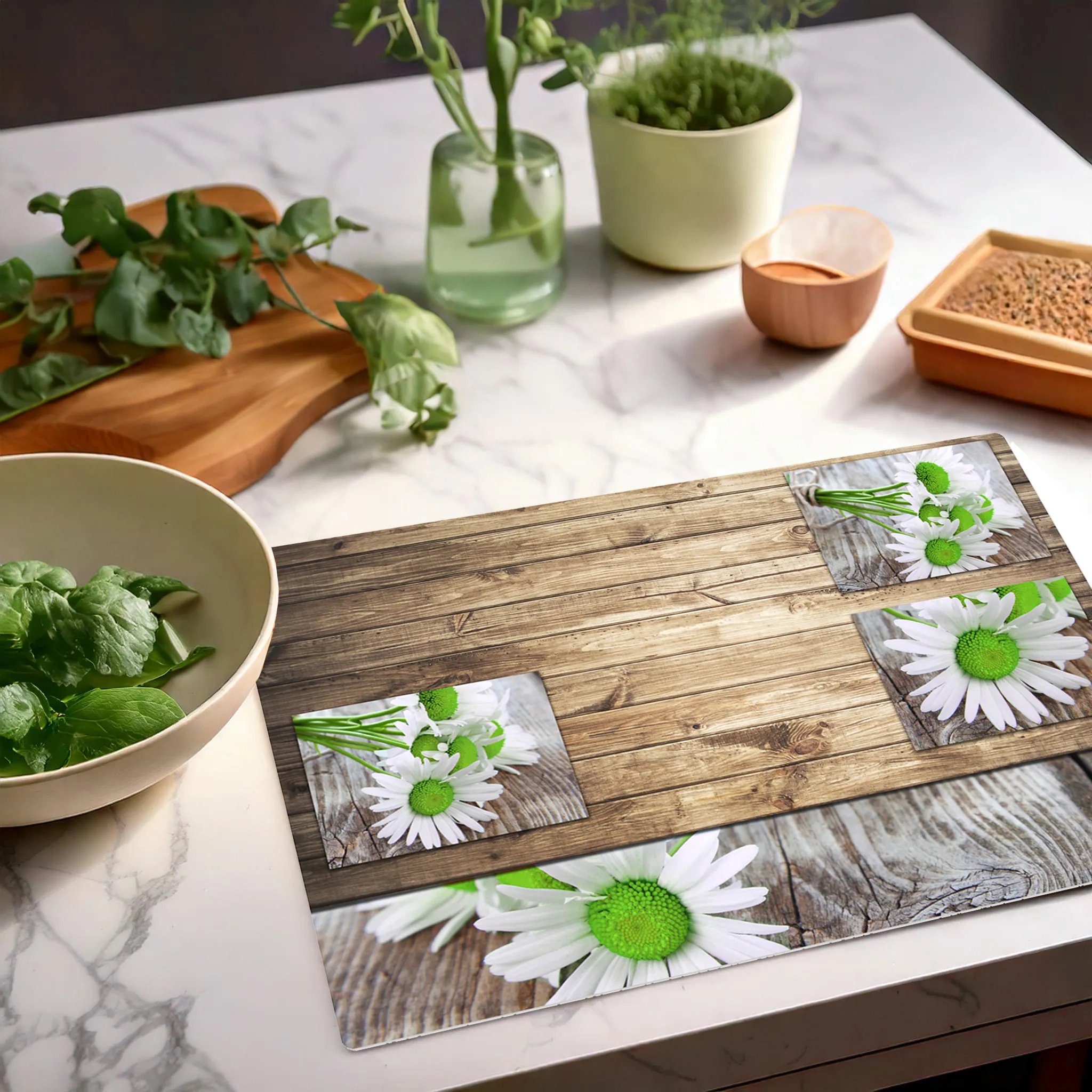 Tischsets Platzsets 8 Stk. Margeriten Margeriten & Holz Kunststoff 43,5×28,5 cm – Bild 5