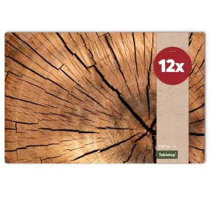 Tischsets Platzsets Holzoptik MOTIV Holzscheibe Baumstamm 12 Stk. abwaschbar