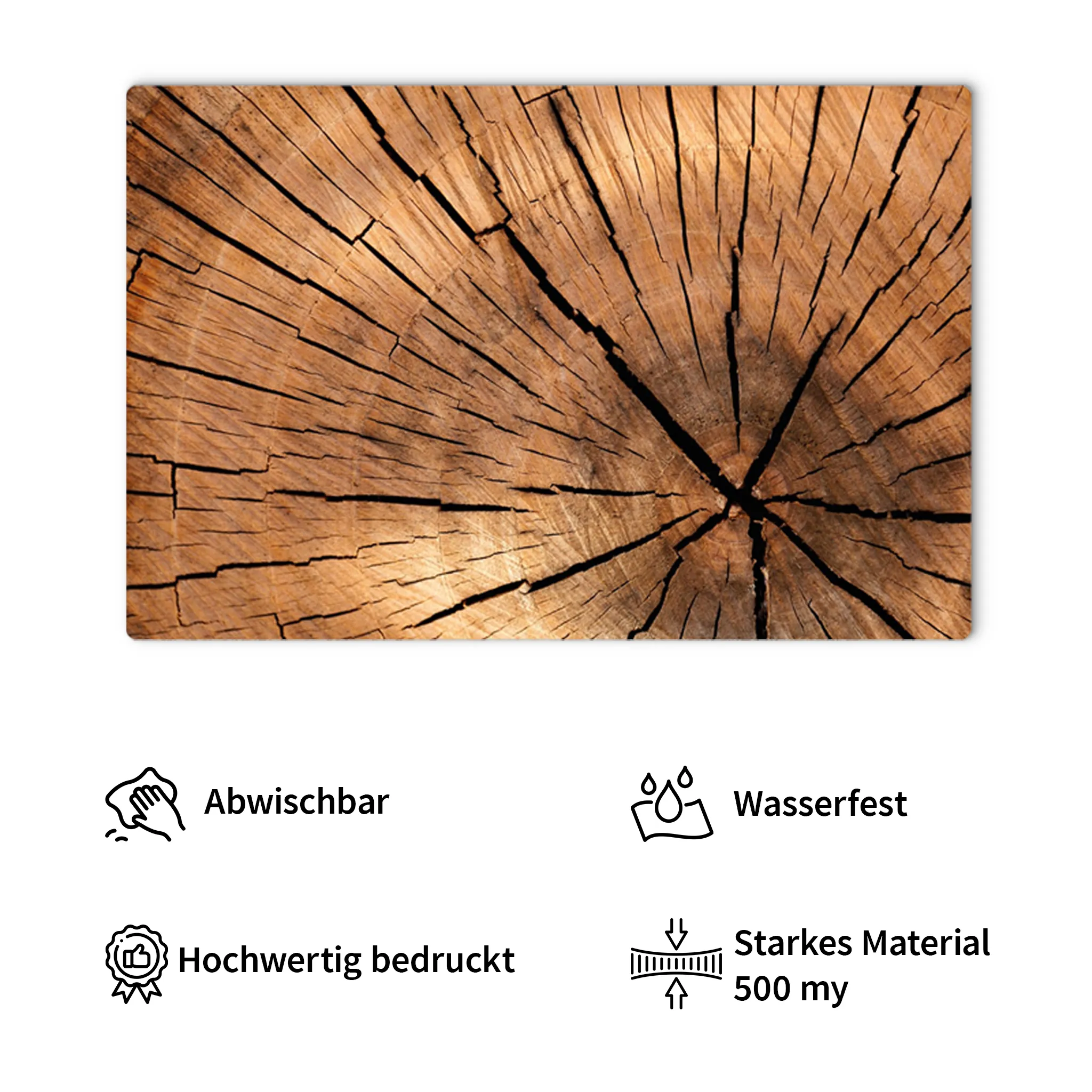 Tischsets Platzsets Holzoptik MOTIV Holzscheibe Baumstamm 12 Stk. abwaschbar – Bild 4