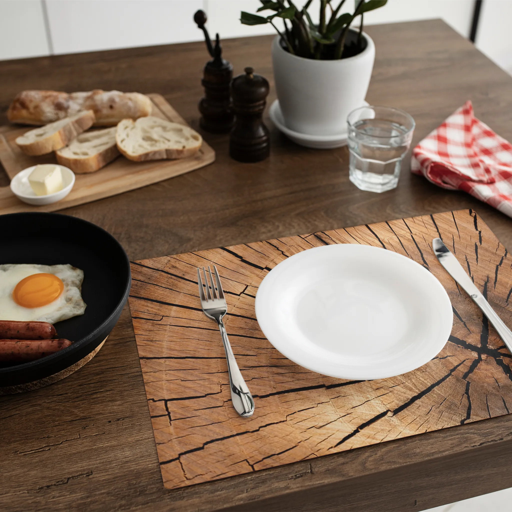 Tischsets Platzsets Holzoptik MOTIV Holzscheibe Baumstamm 12 Stk. abwaschbar – Bild 5