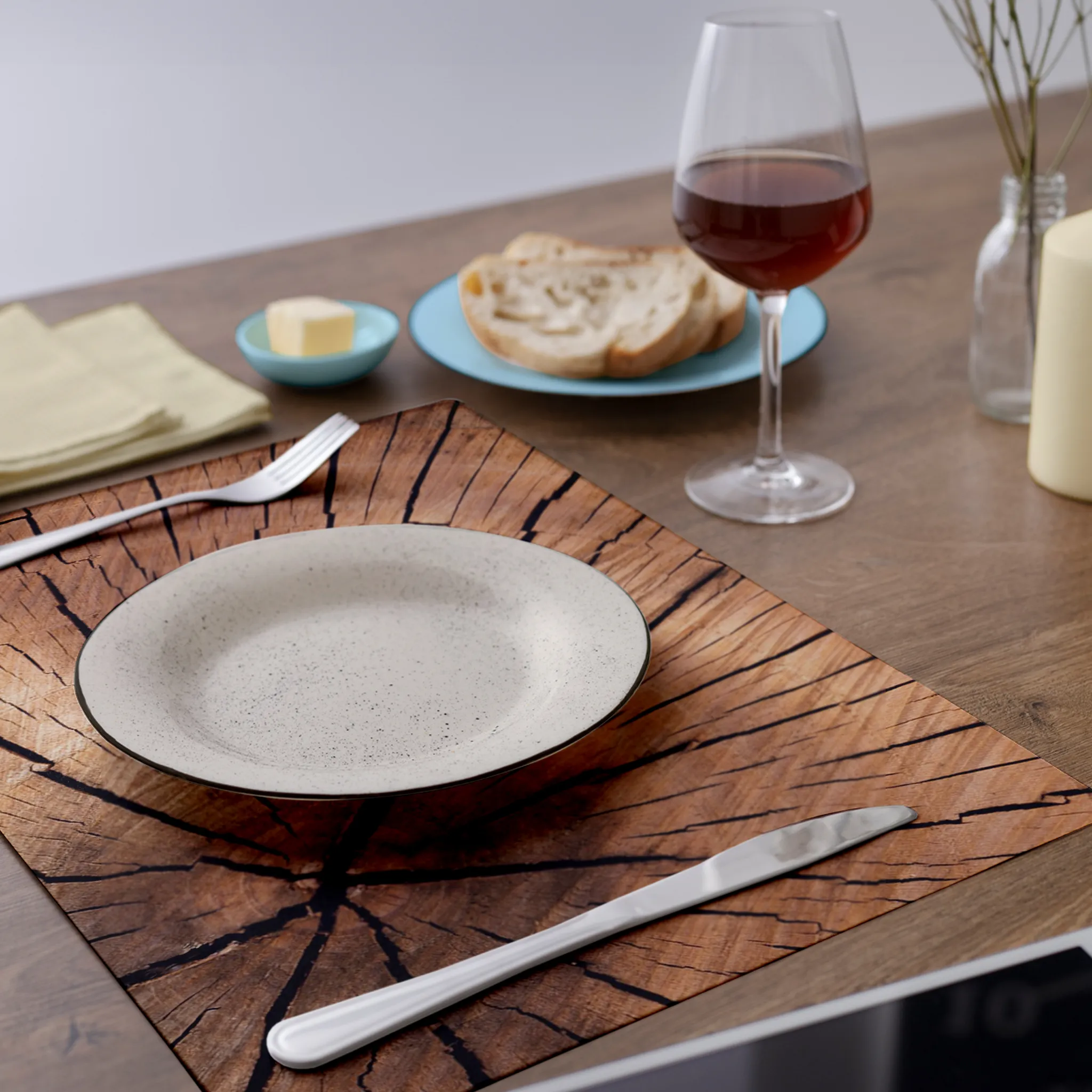 Tischsets Platzsets Holzoptik MOTIV Holzscheibe Baumstamm 12 Stk. abwaschbar – Bild 6