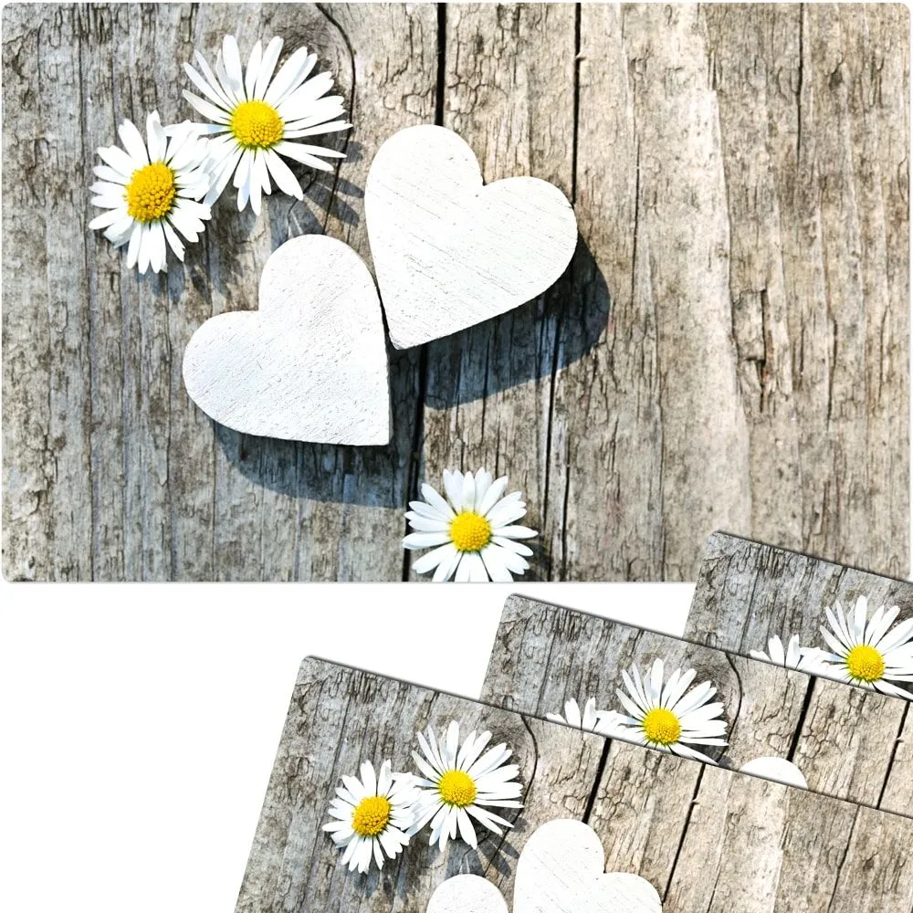 Tischsets Platzsets MOTIV Gänseblümchen & Holz 4 Stk. abwaschbar – Bild 3