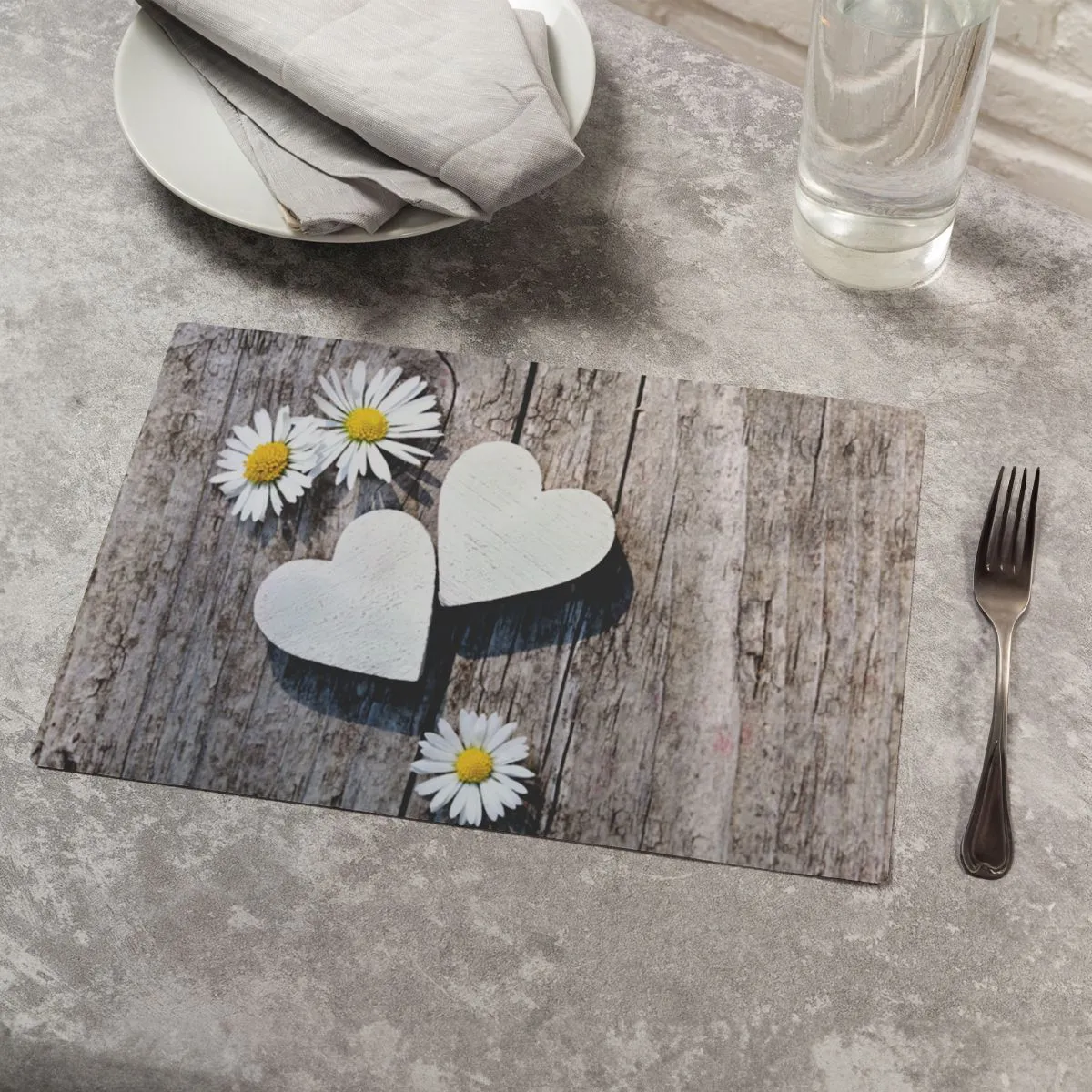 Tischsets Platzsets MOTIV Gänseblümchen & Holz 4 Stk. abwaschbar – Bild 7