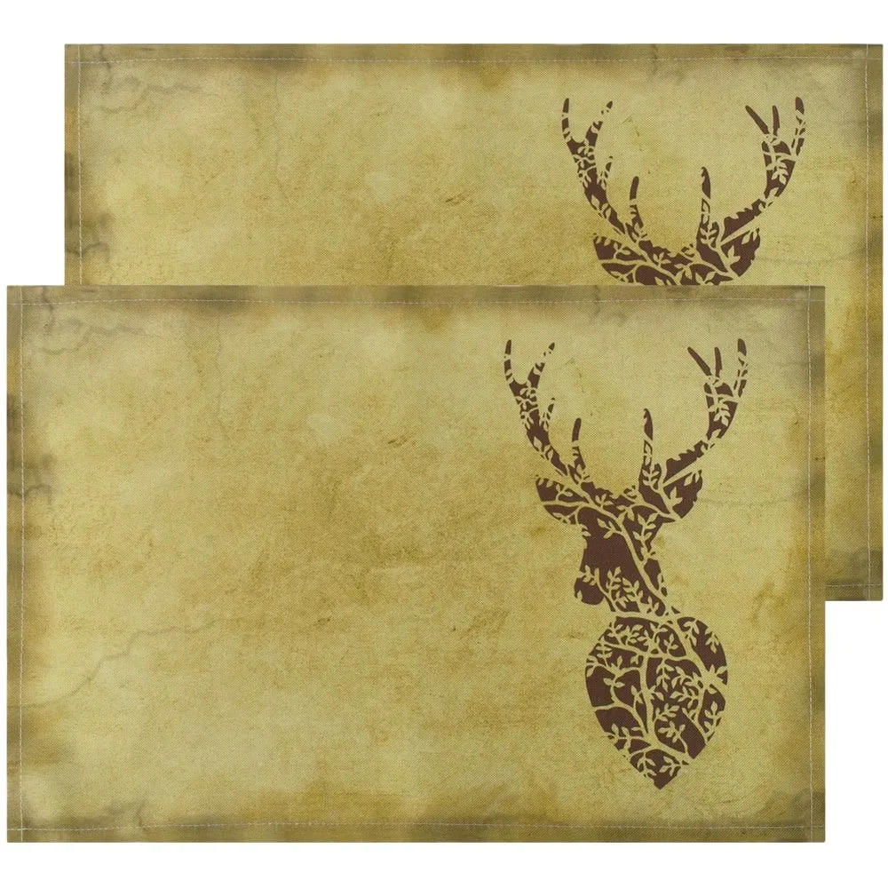 Tischsets Platzsets Textil CLOTH Hirschköpfe Silhouetten braun 2er Set 45×30 cm – Bild 2