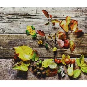 Tischsets Stoff CLOTH Blätter Laub Herbst Holzbrett Holz Herbst bunt