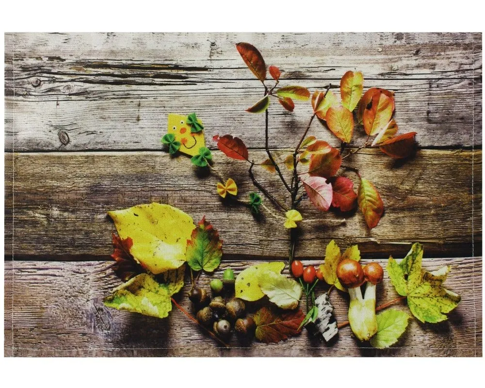 Tischsets Stoff CLOTH Blätter Laub Herbst Holzbrett Holz Herbst bunt – Bild 6