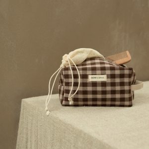 Monk & Anna – Kosmetiktasche, Check Brown