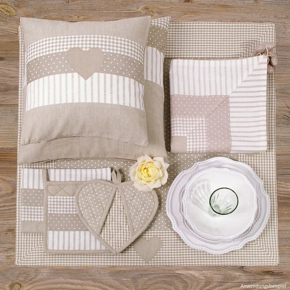 Topfhandschuhe Landhaus Premium LINA Karo & Herz Applikation Ofenhandschuh 3 Farben – Bild 6