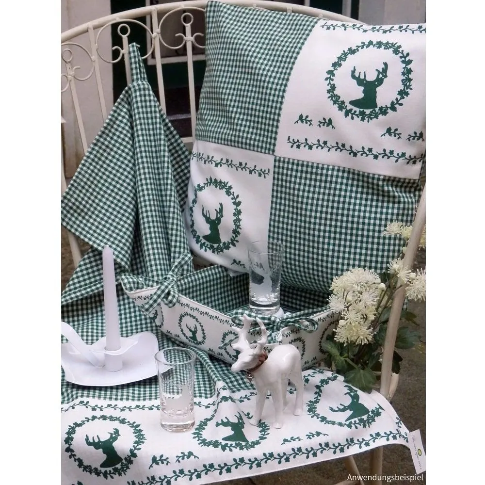 Topflappen Landhaus Premium Stil RESI Hirsch Motiv & kariert Untersetzer 3 Farben – Bild 6