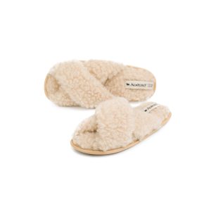 Alwero – Hausschuhe Flip-Flop, TWENN X, Beige, Biowolle
