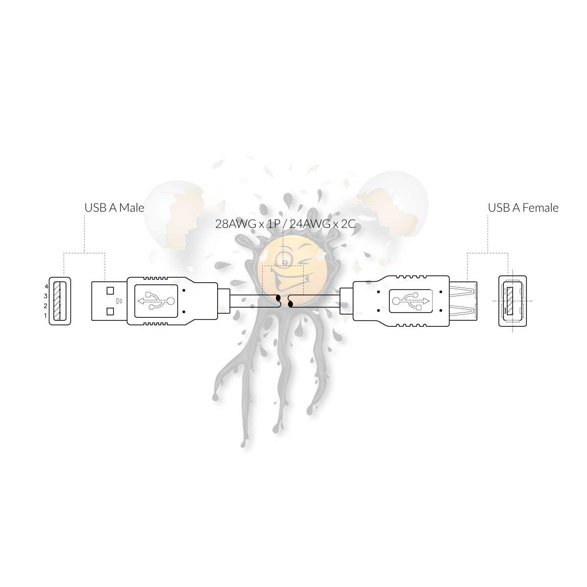 USB Verlängerung Extension A male a female 0,3m – Bild 3