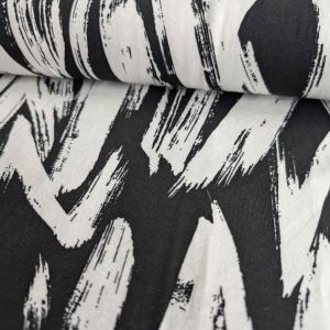 Viskosejersey, grafische Musterung Schwarz / Weiß