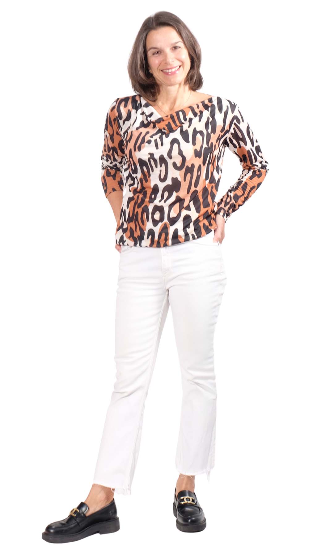 PAPIERSCHNITTMUSTER, Wasserfallkragen Shirt “KAT”, Gr. 158 bis Damengr. 46 – Bild 5